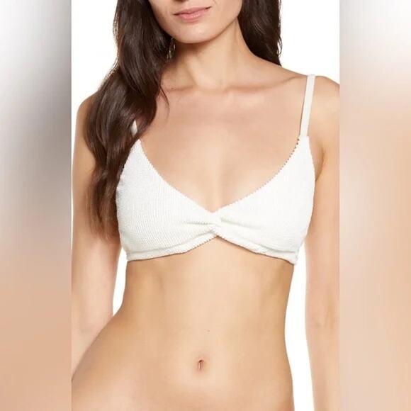 Good American Ivory Crinkle Always Fit Twist Swim Bikini Top Size 4 - Picture 1 of 11